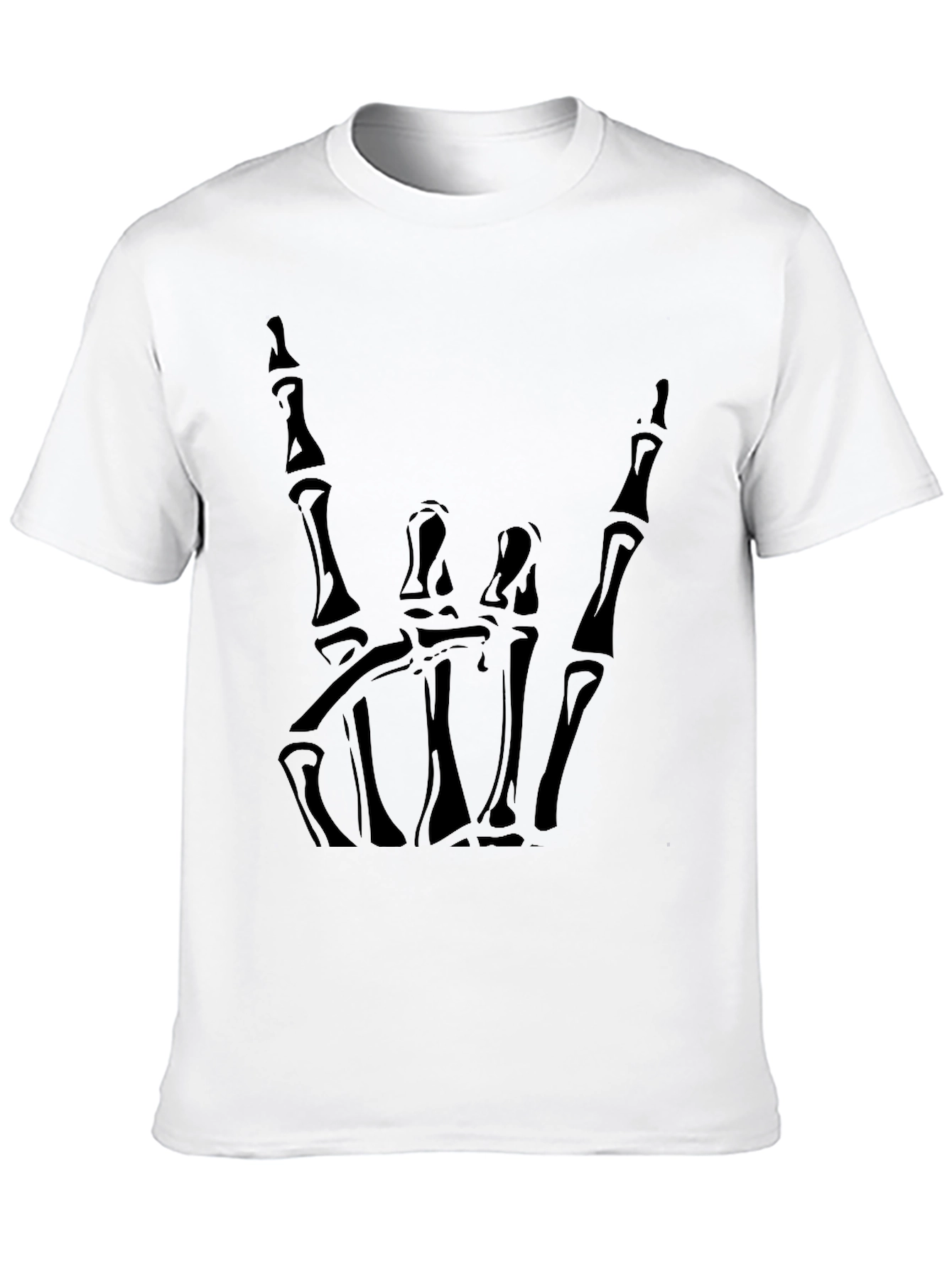 Rock On Skeleton Hand Graphic Tee - Black