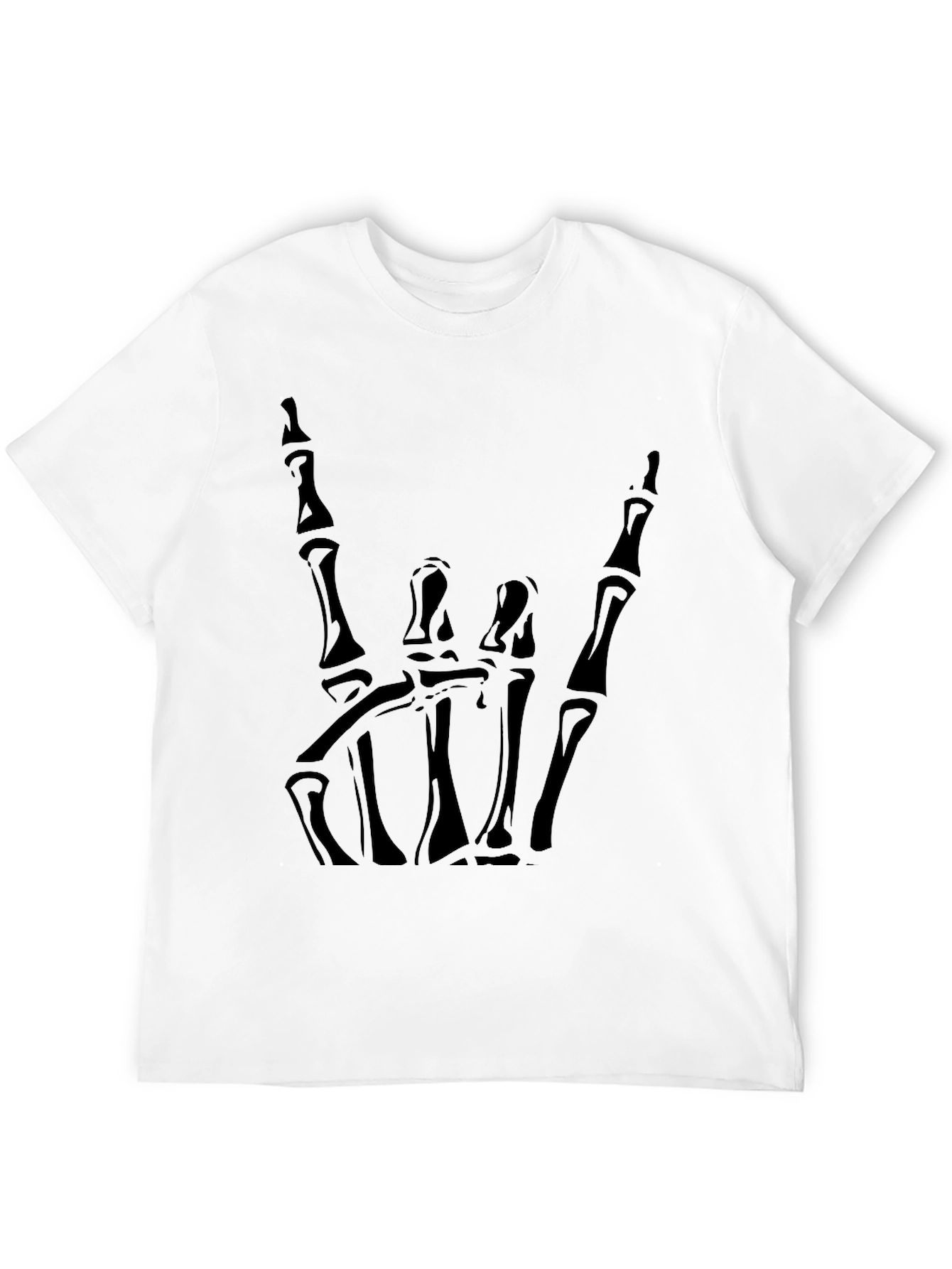 Rock On Skeleton Hand Graphic Tee - Black
