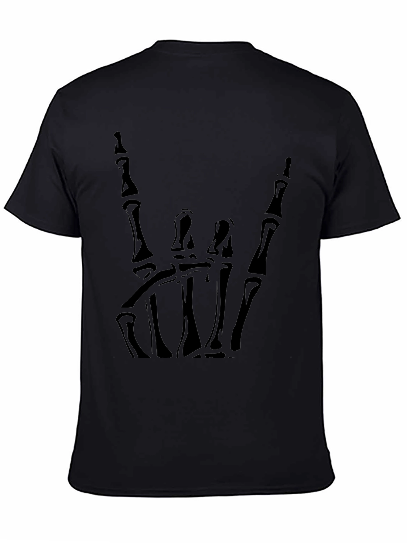 Rock On Skeleton Hand Graphic Tee - Black