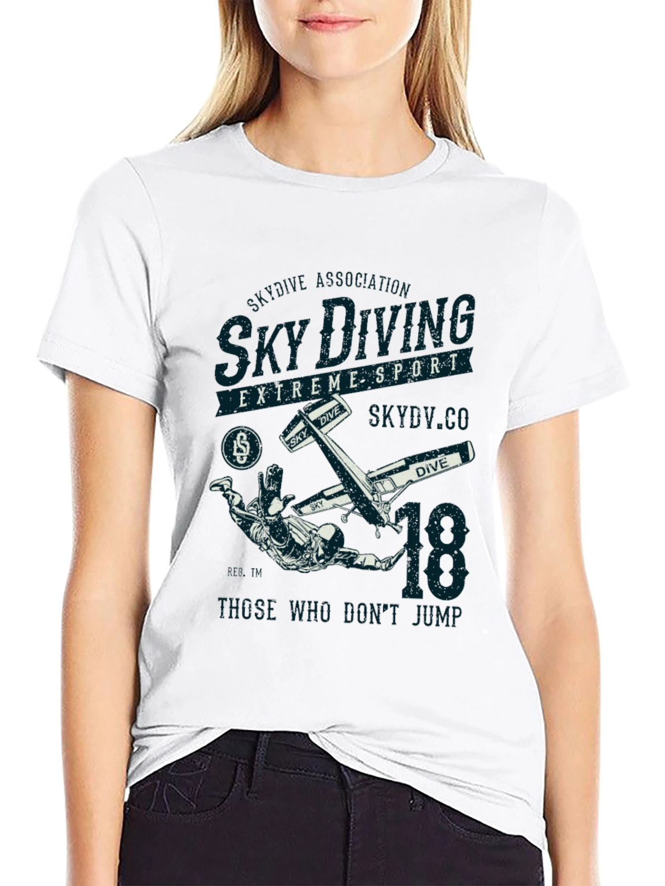 Sky Diving Extreme Sport Black Graphic T-Shirt