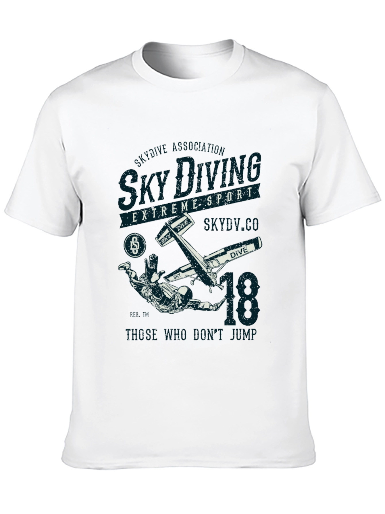 Sky Diving Extreme Sport Black Graphic T-Shirt
