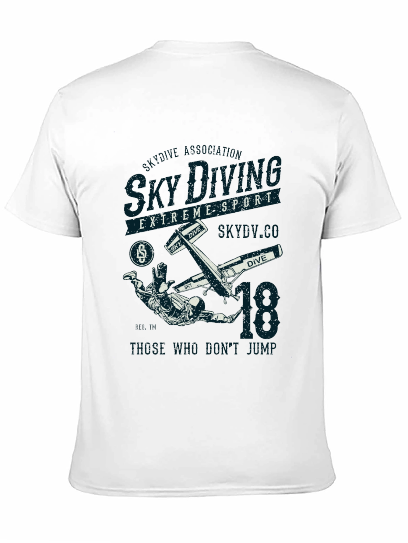 Sky Diving Extreme Sport Black Graphic T-Shirt