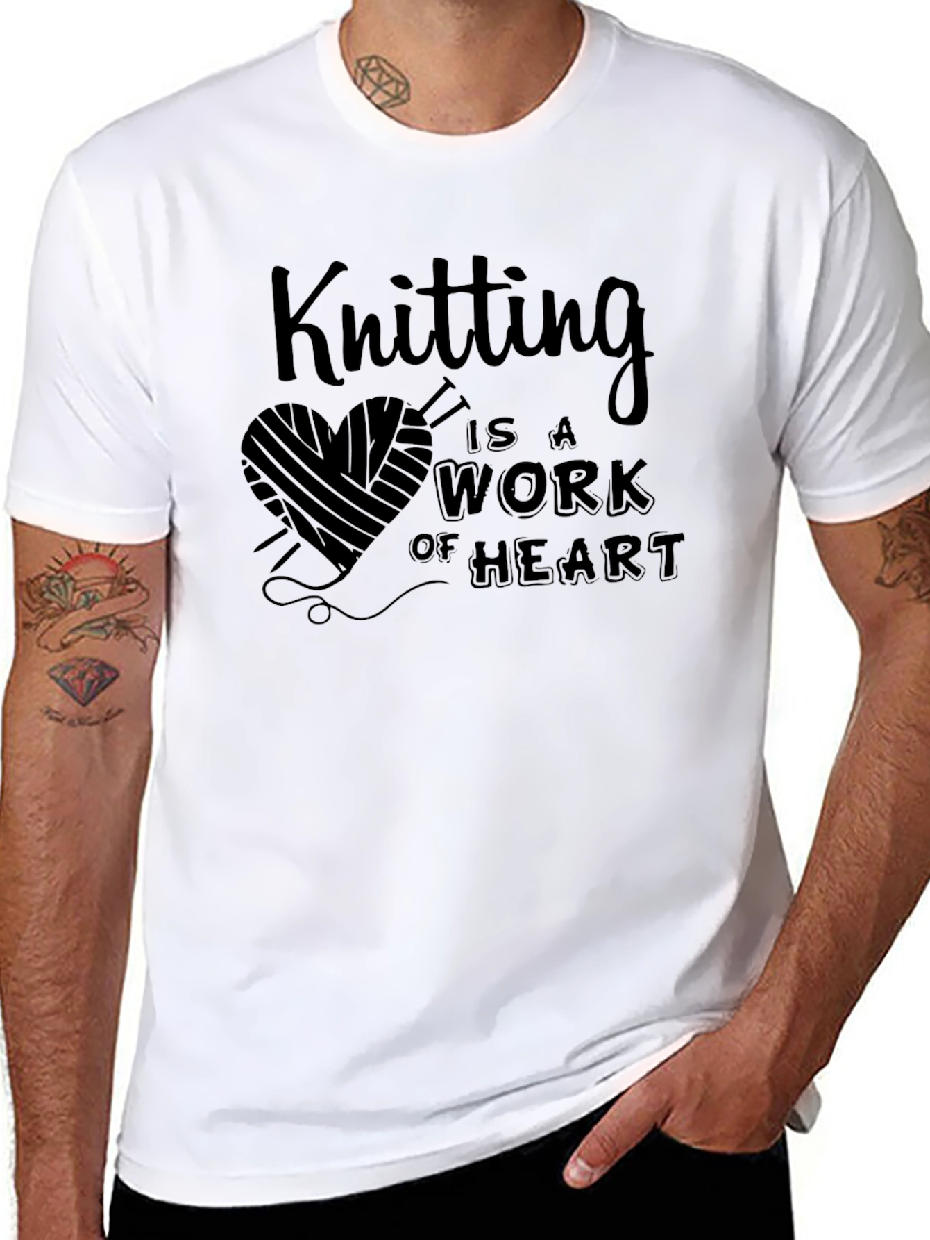 Knitting is a Work of Heart Black T-Shirt