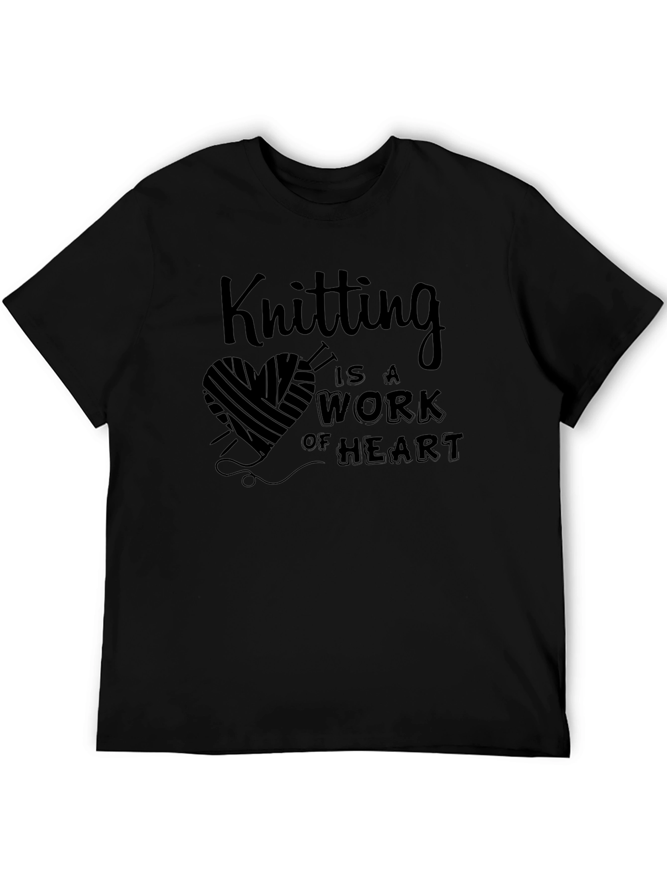 Knitting is a Work of Heart Black T-Shirt