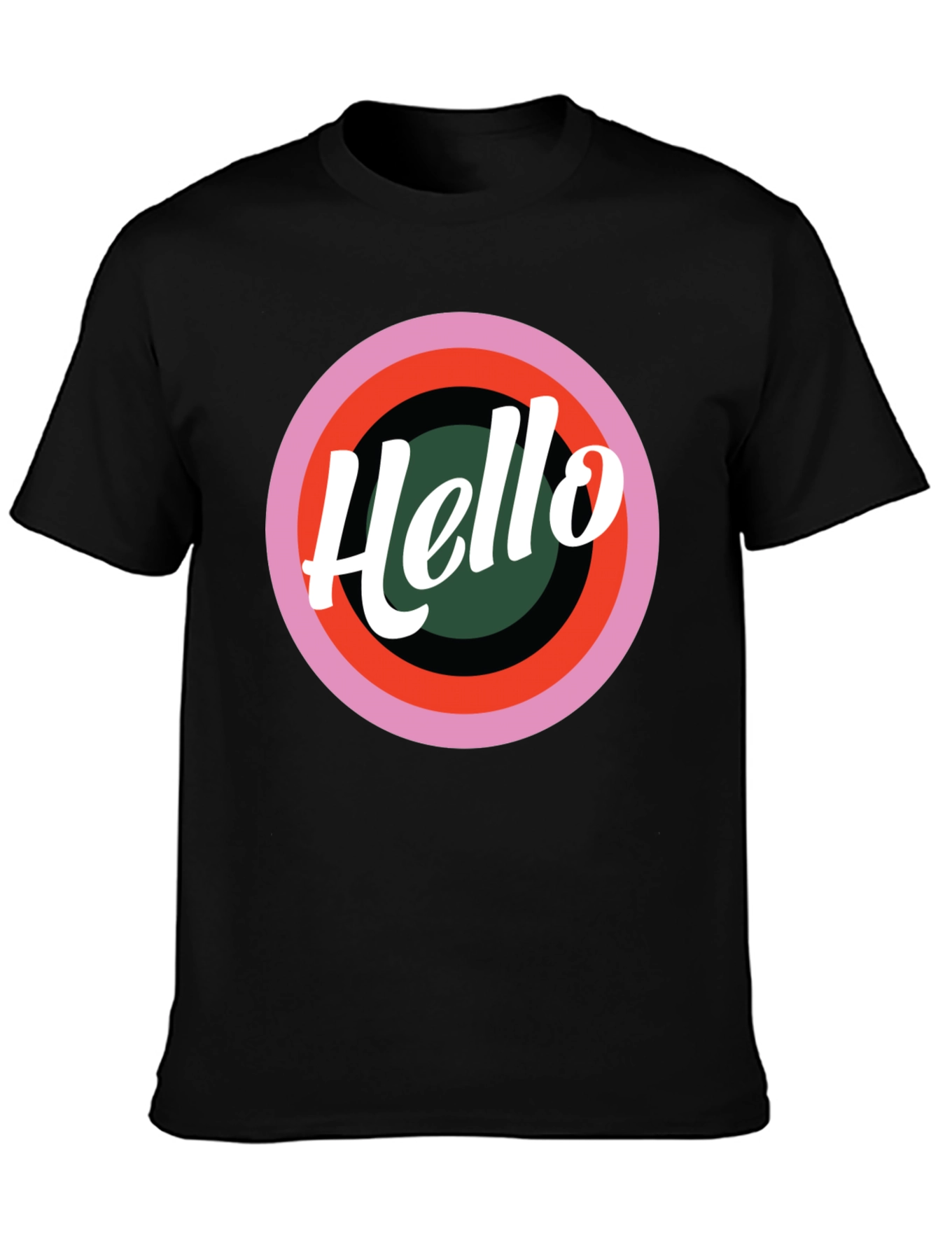 Retro Hello Graphic Black T-Shirt