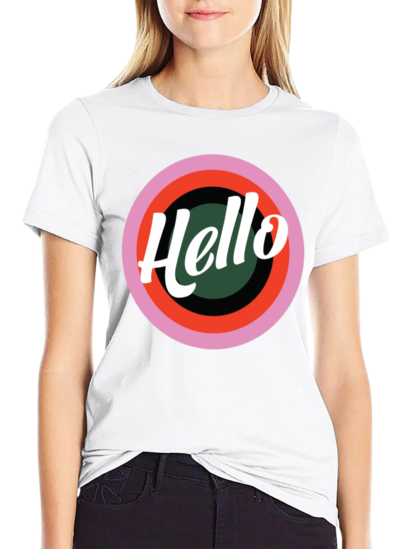 Retro Hello Graphic Black T-Shirt