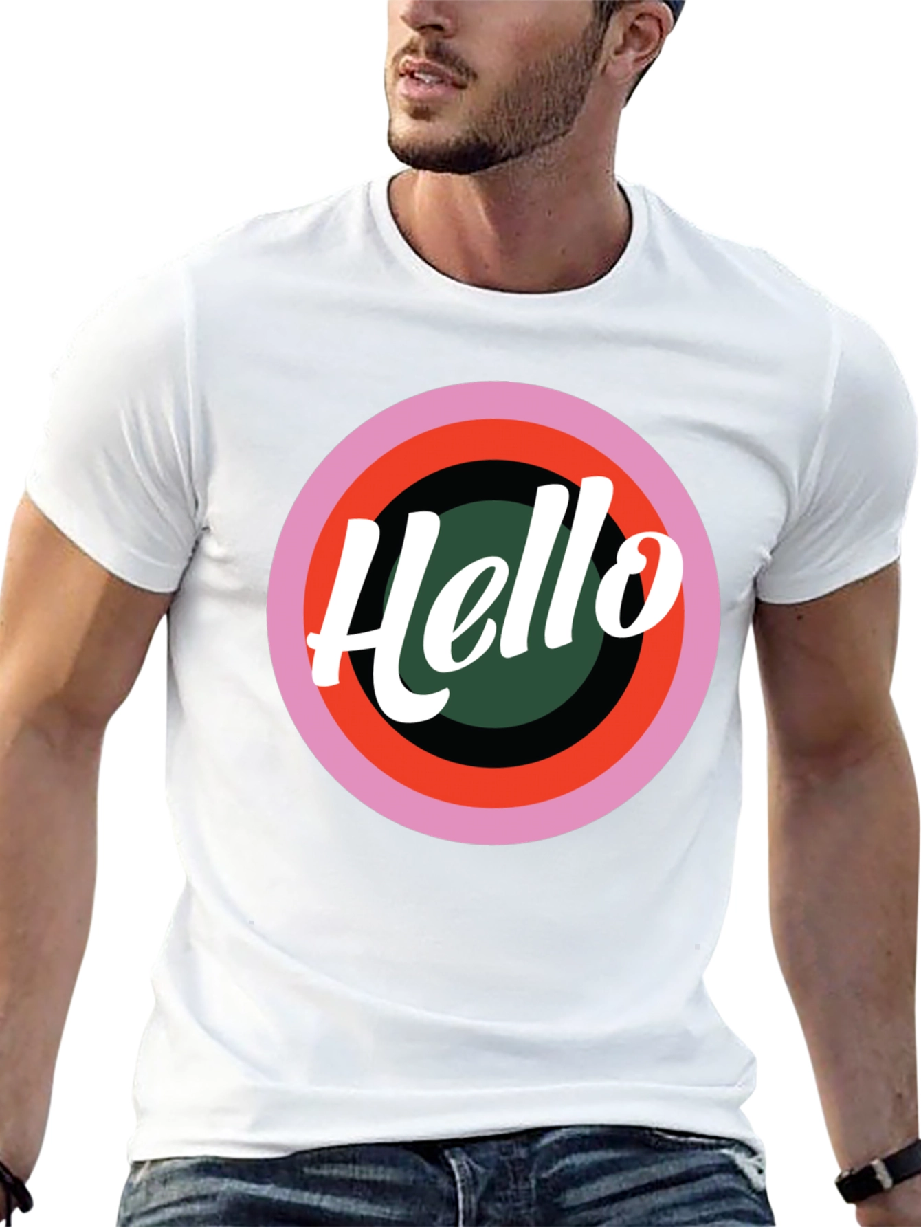 Retro Hello Graphic Black T-Shirt