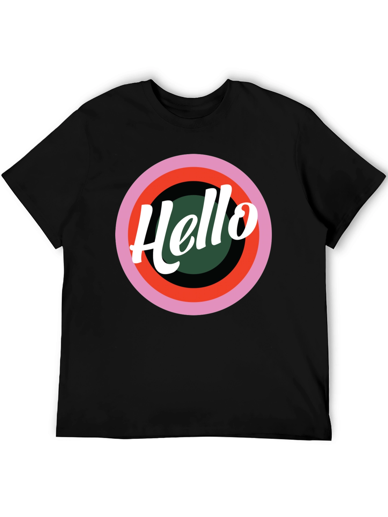Retro Hello Graphic Black T-Shirt