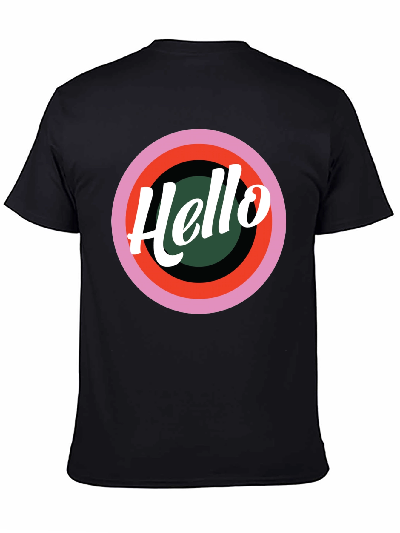 Retro Hello Graphic Black T-Shirt