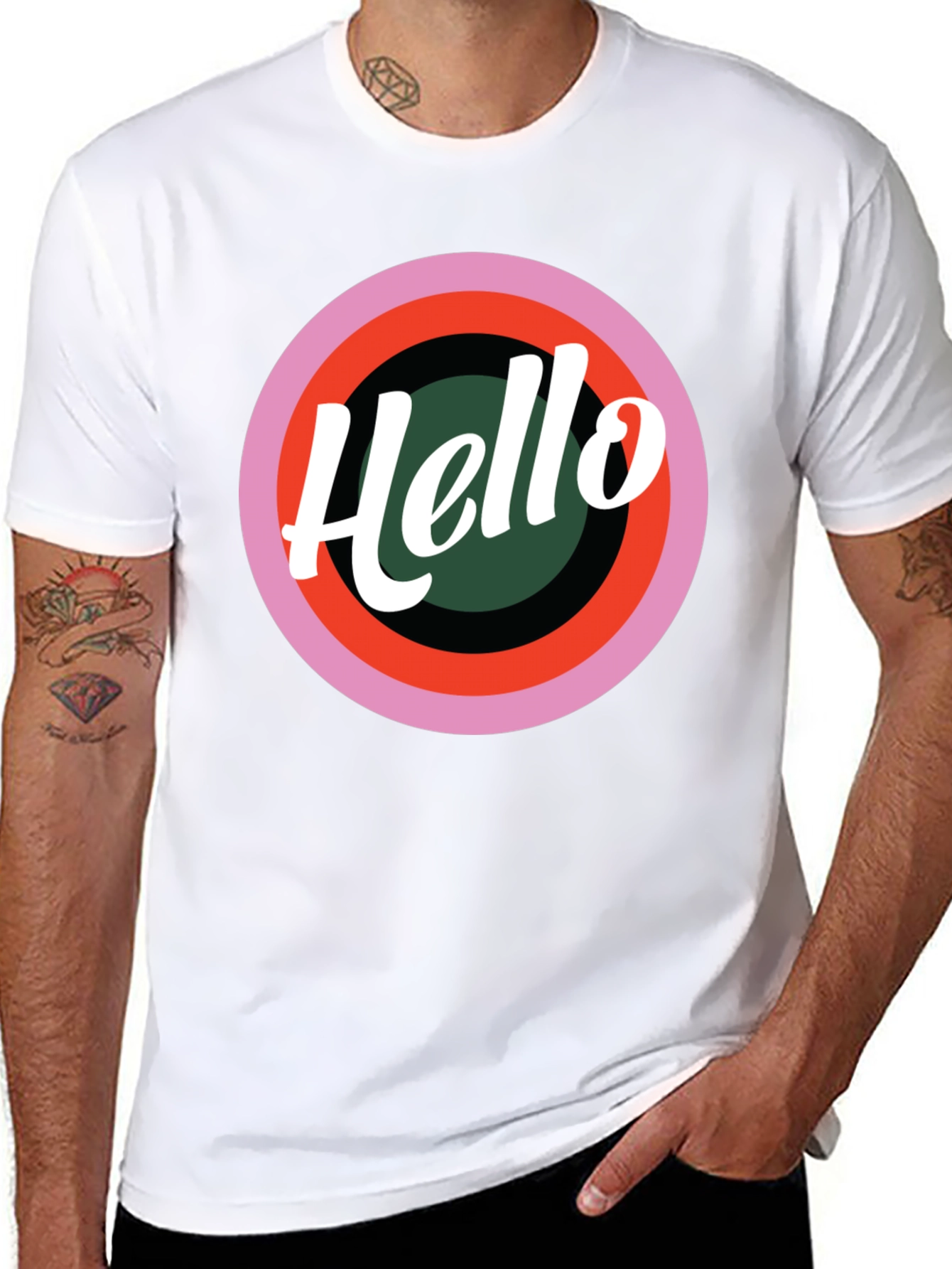 Retro Hello Graphic Black T-Shirt