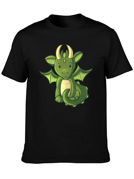 Cute Dragon Graphic T-Shirt - Black Cotton Tee