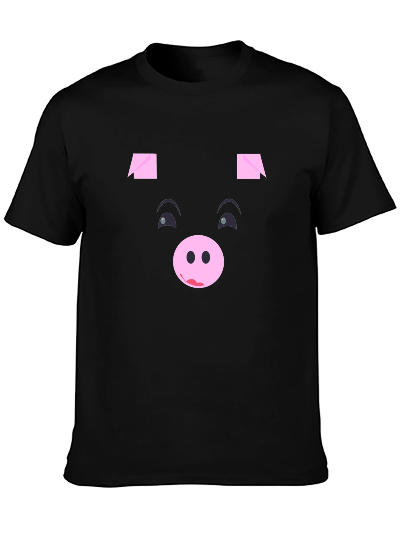 Funny Pig Face Black Graphic T-Shirt