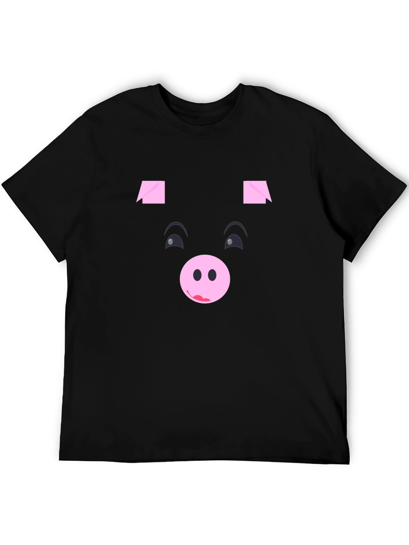 Funny Pig Face Black Graphic T-Shirt