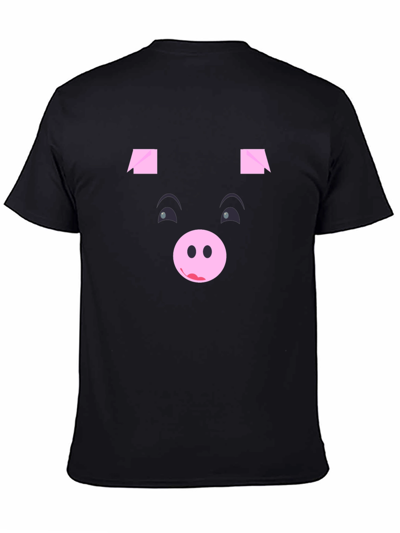 Funny Pig Face Black Graphic T-Shirt