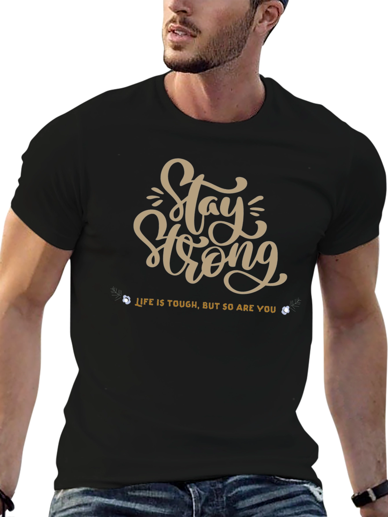 Stay Strong Graphic Tee - Black Short Sleeve