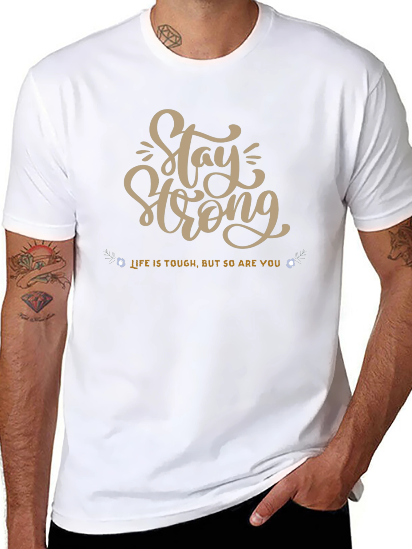 Stay Strong Graphic Tee - Black Short Sleeve