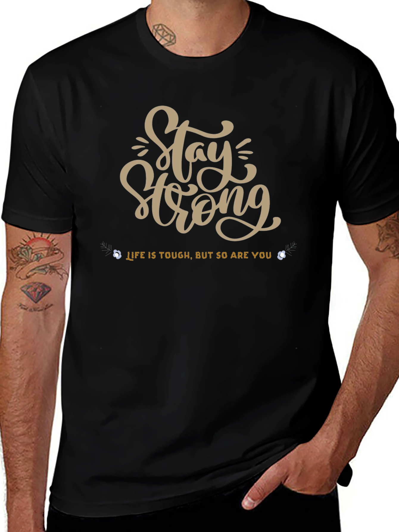 Stay Strong Graphic Tee - Black Short Sleeve