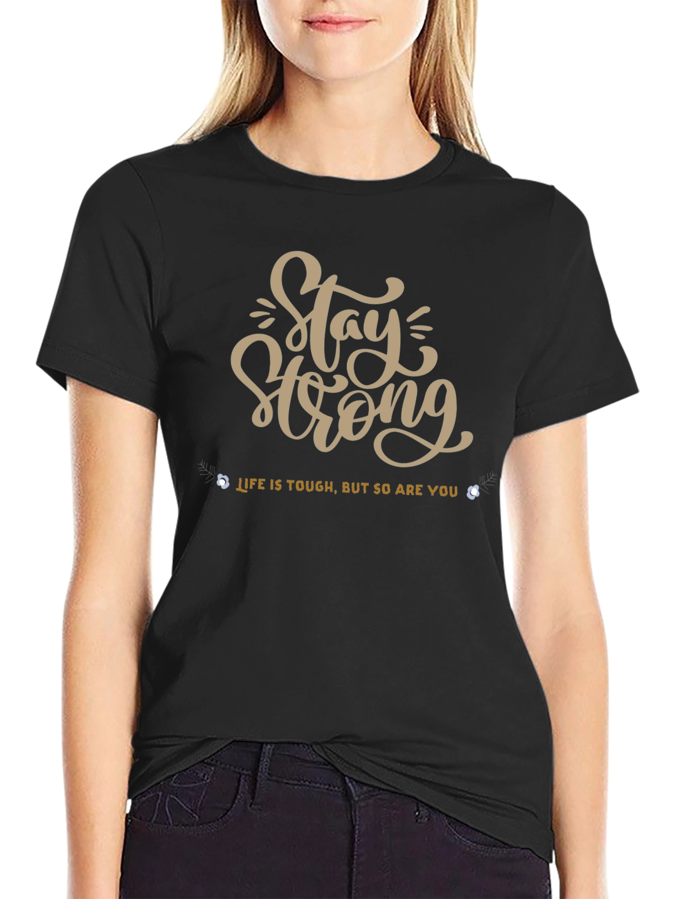 Stay Strong Graphic Tee - Black Short Sleeve