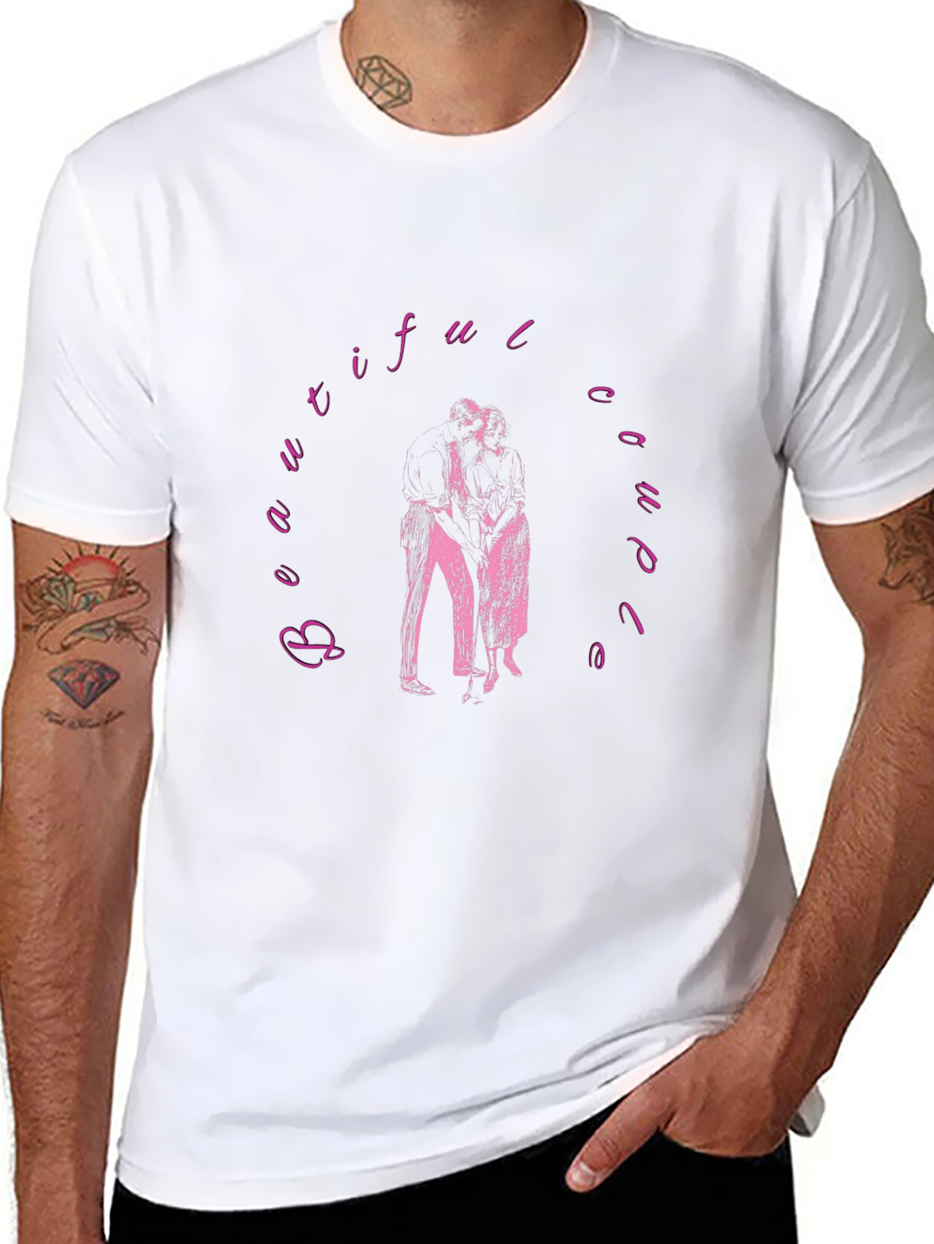 Beautiful Couple Graphic Black Tee Shirt