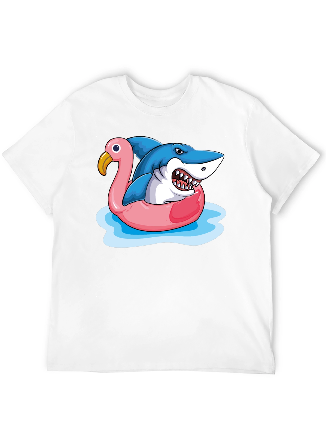 Shark Flamingo Pool Float Graphic Tee