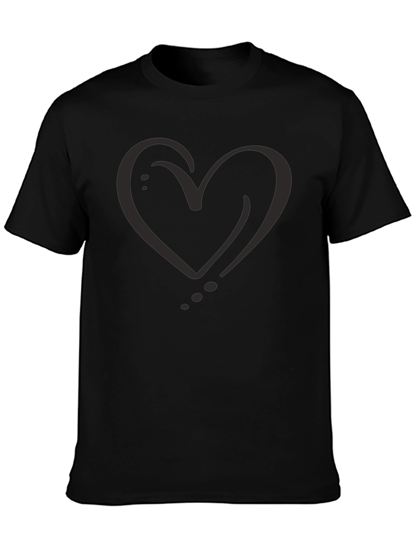Heart Graphic Black T-Shirt Casual Style