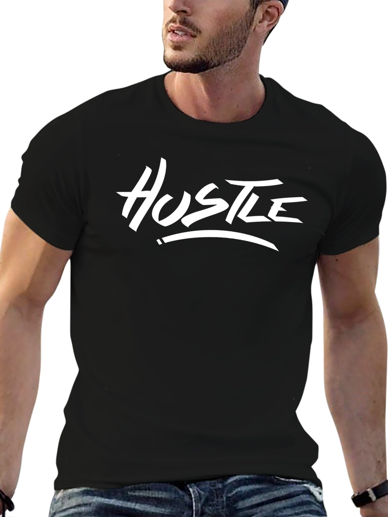 Hustle Graphic Black T-Shirt - Motivational Tee