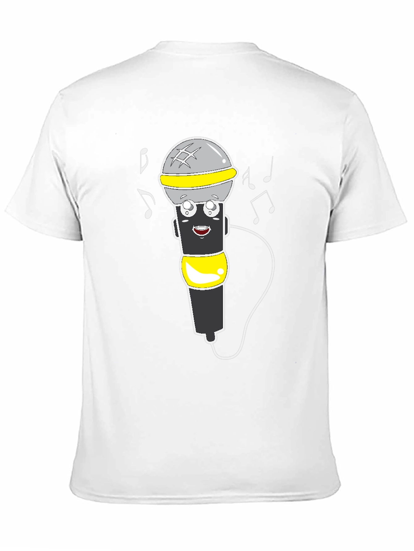 Cartoon Microphone Graphic Tee - Black T-Shirt