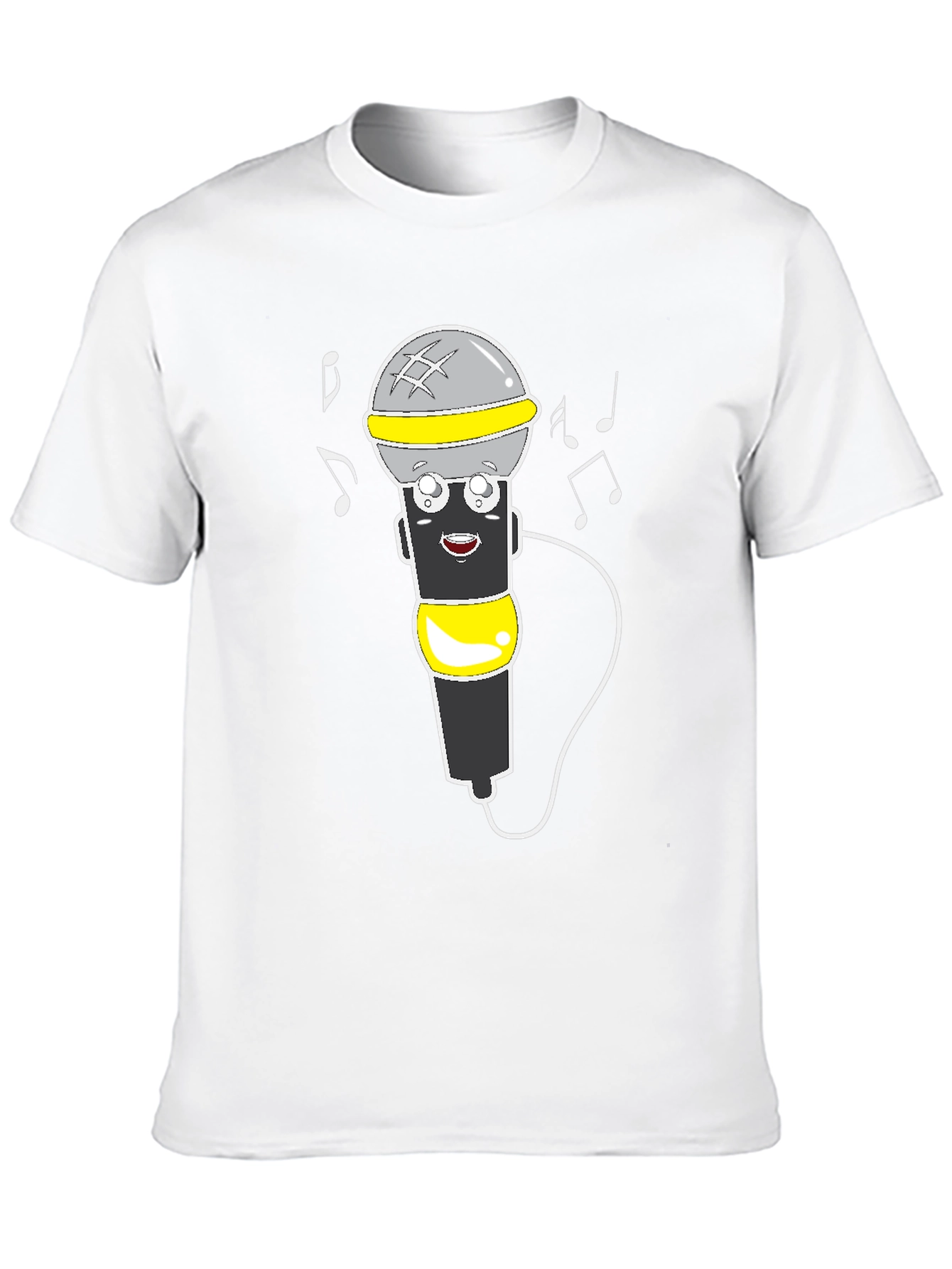 Cartoon Microphone Graphic Tee - Black T-Shirt