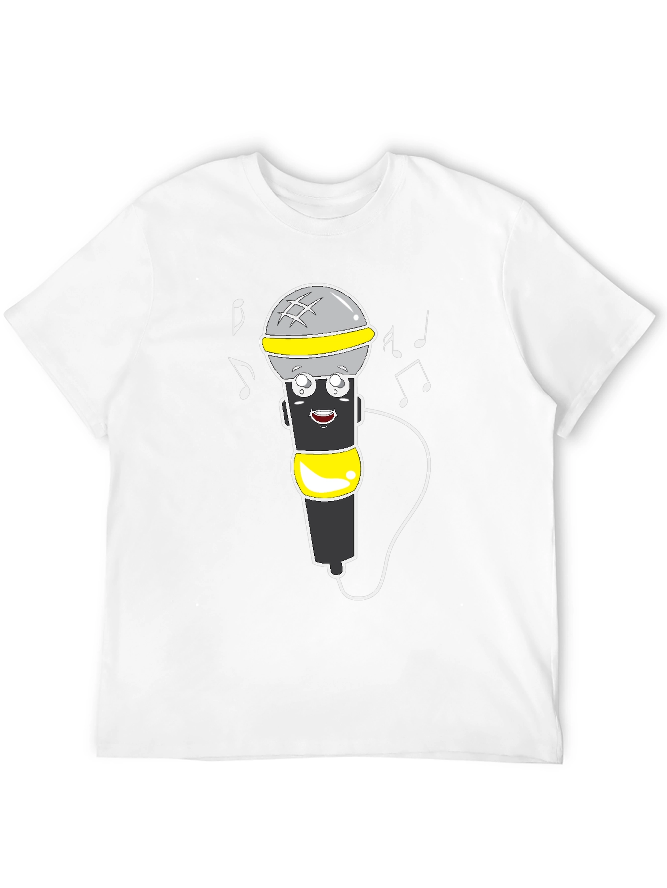 Cartoon Microphone Graphic Tee - Black T-Shirt