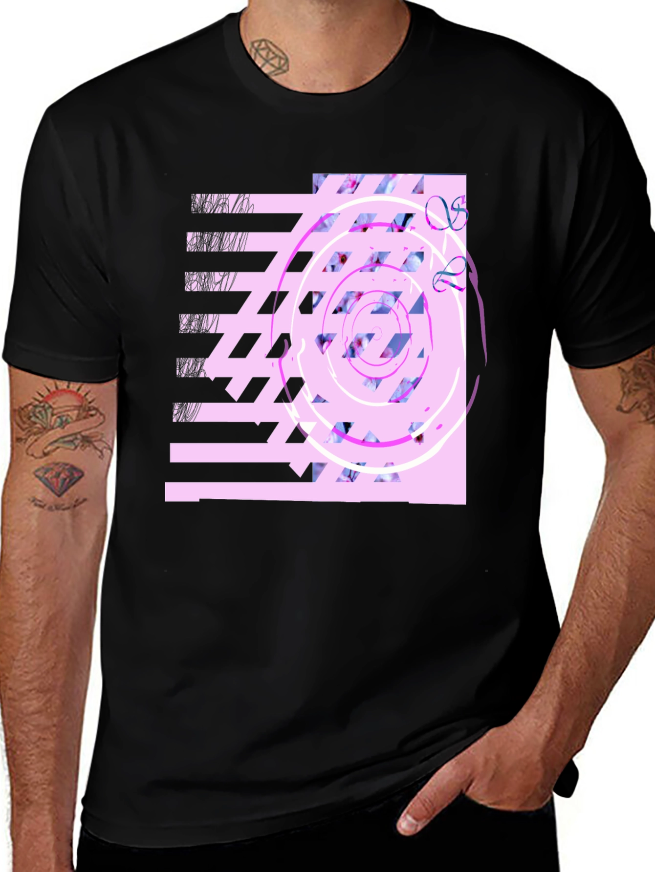 Abstract Graphic Print Black T-Shirt