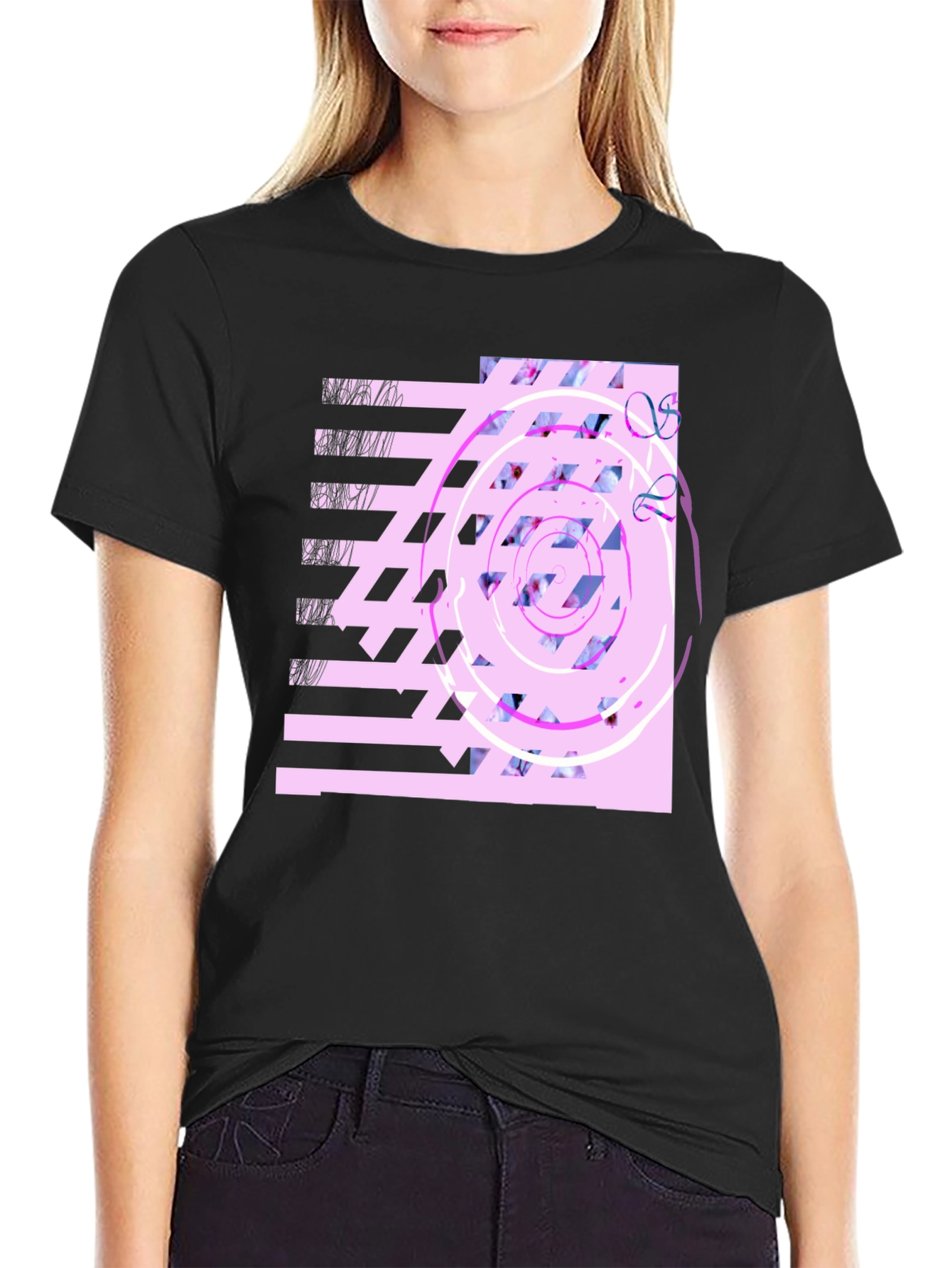 Abstract Graphic Print Black T-Shirt