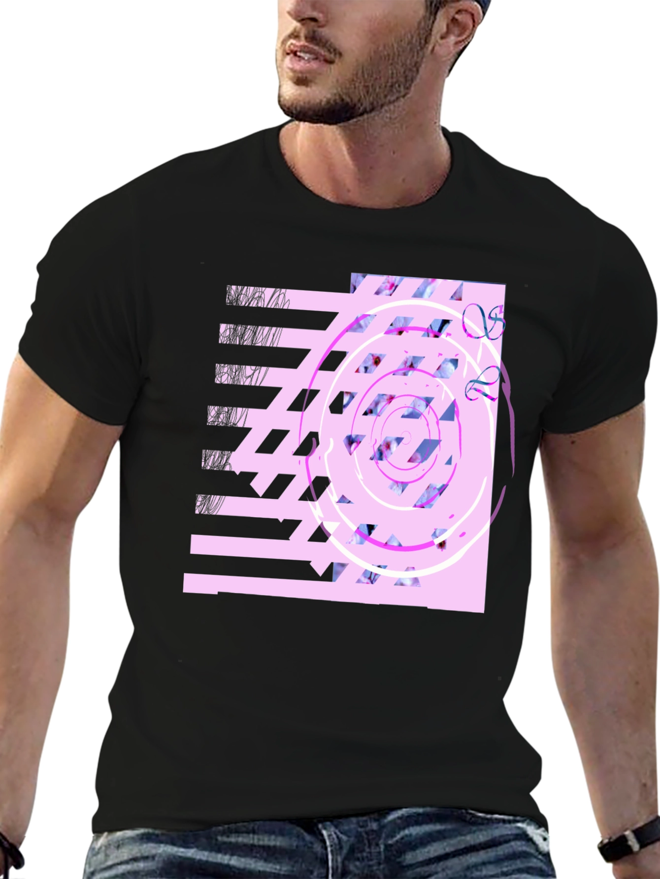 Abstract Graphic Print Black T-Shirt