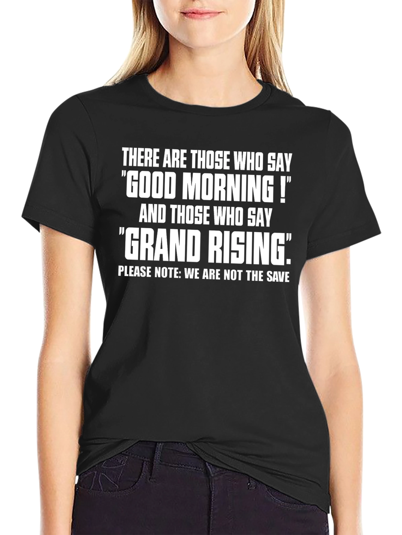 Good Morning vs Grand Rising Black Graphic T-Shirt