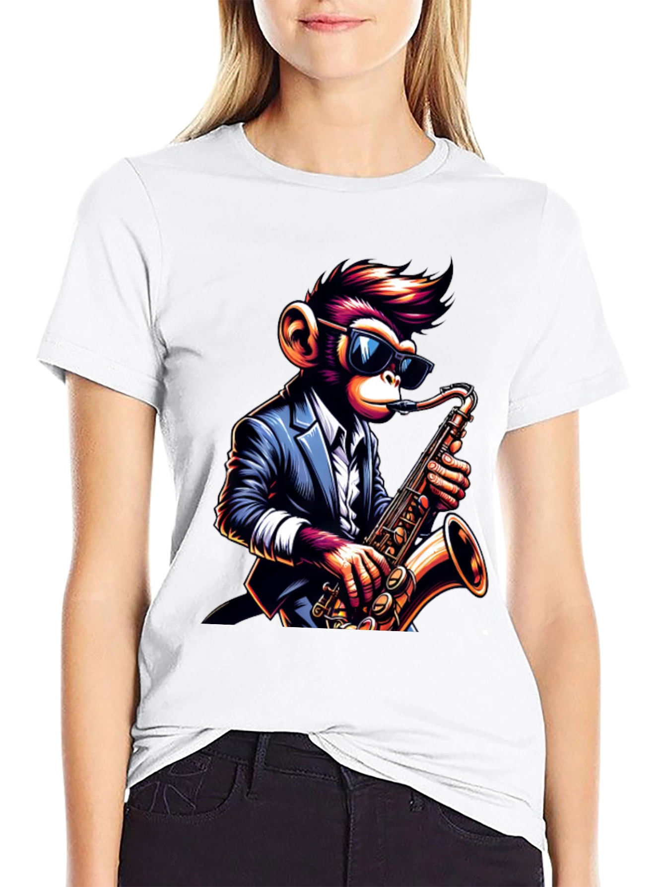 Cool Monkey Saxophone Player Graphic T-Shirt