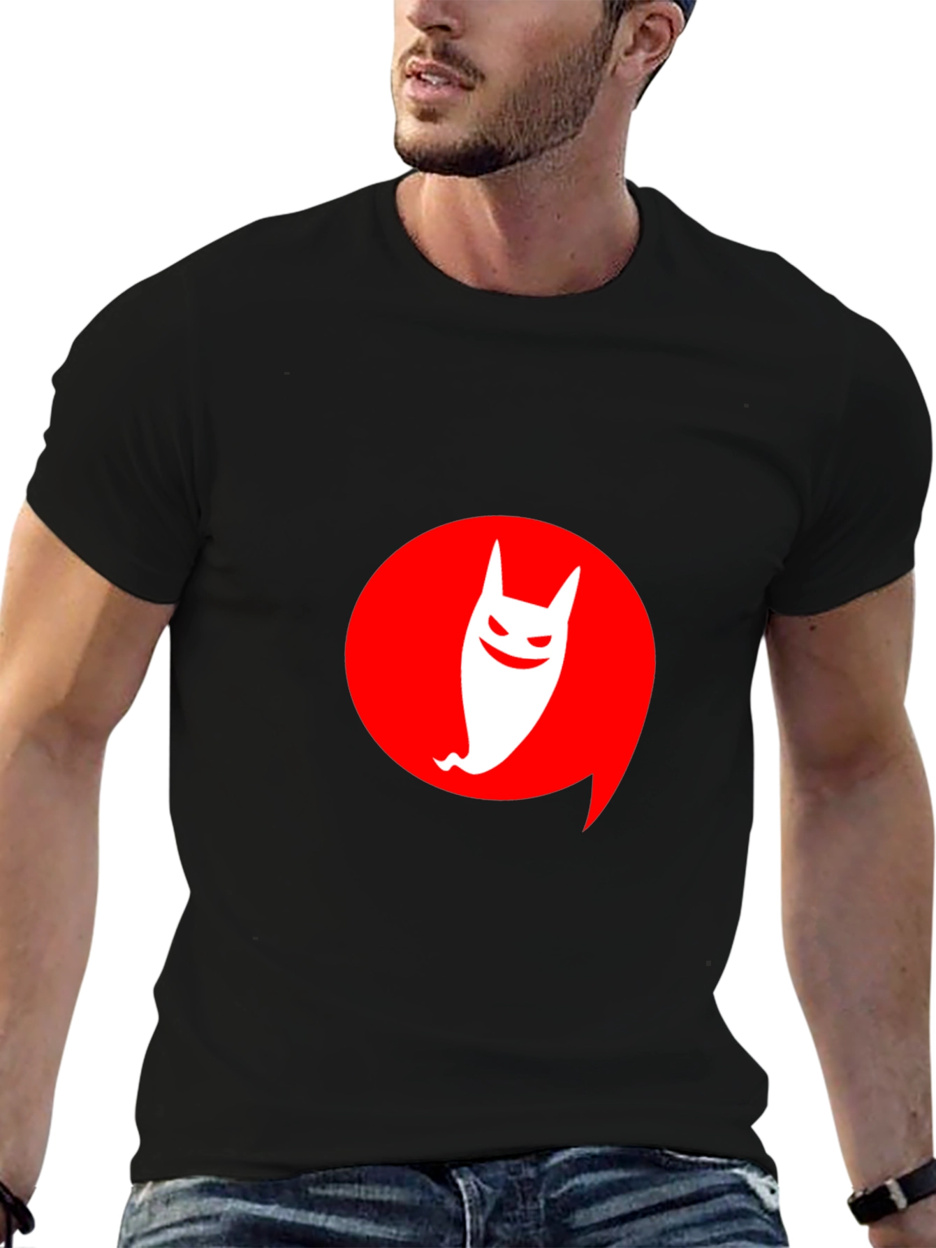 Modern Graphic Tee: Ghost in Red Circle