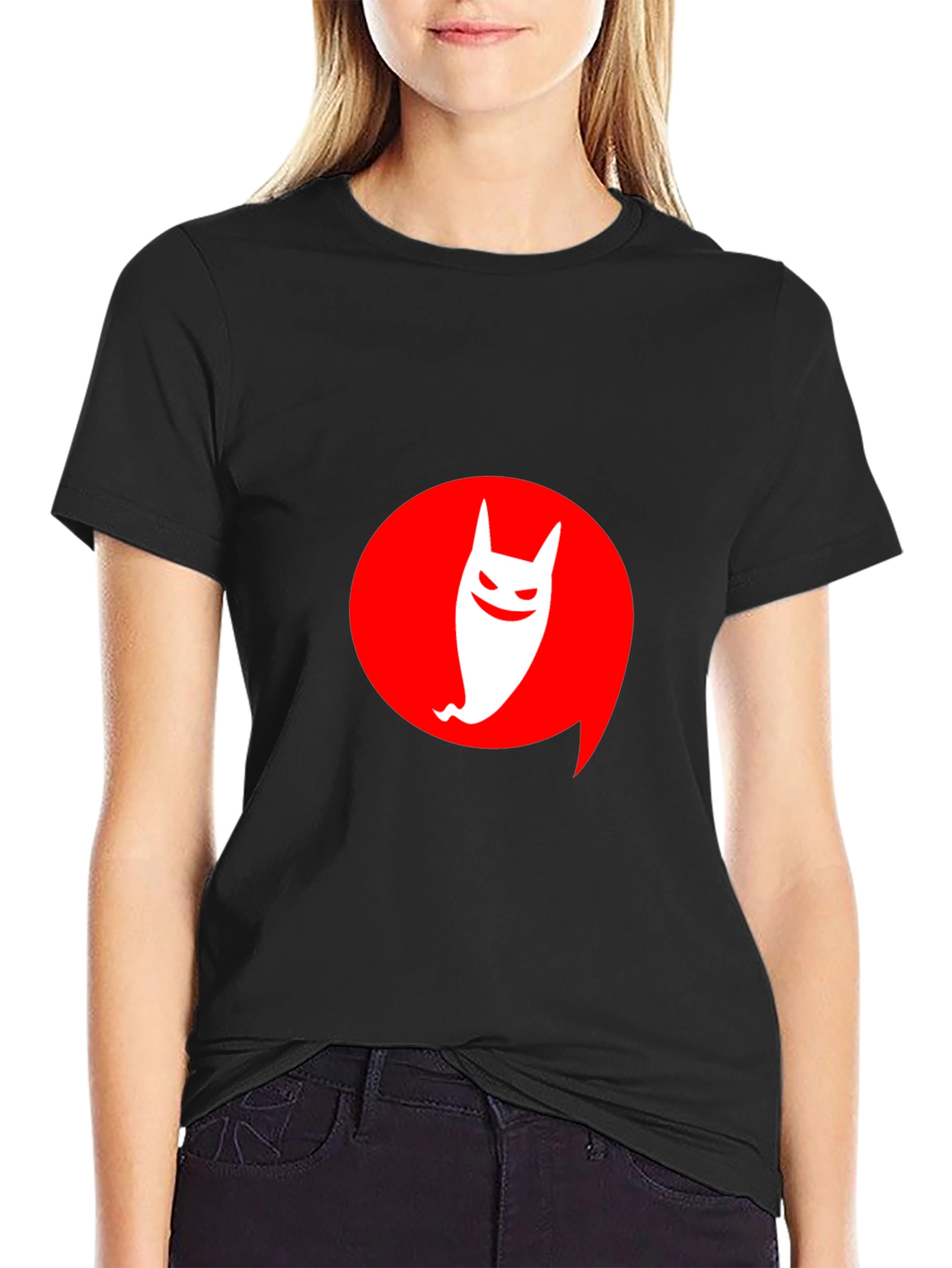 Modern Graphic Tee: Ghost in Red Circle