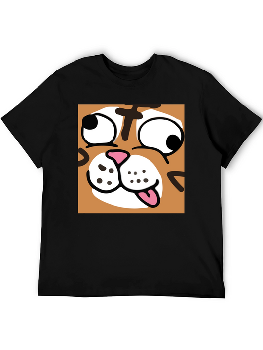 Funny Cartoon Cat Graphic Black T-Shirt