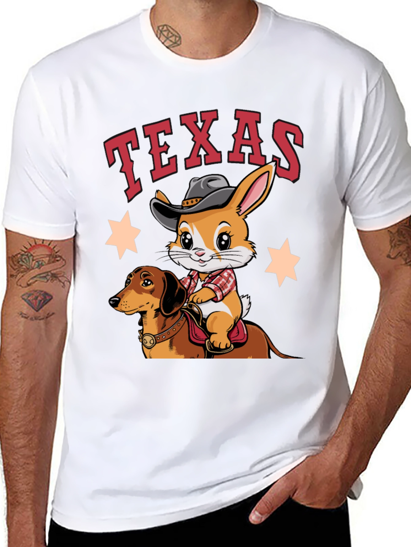 Texas Cowboy Bunny & Dachshund T-Shirt