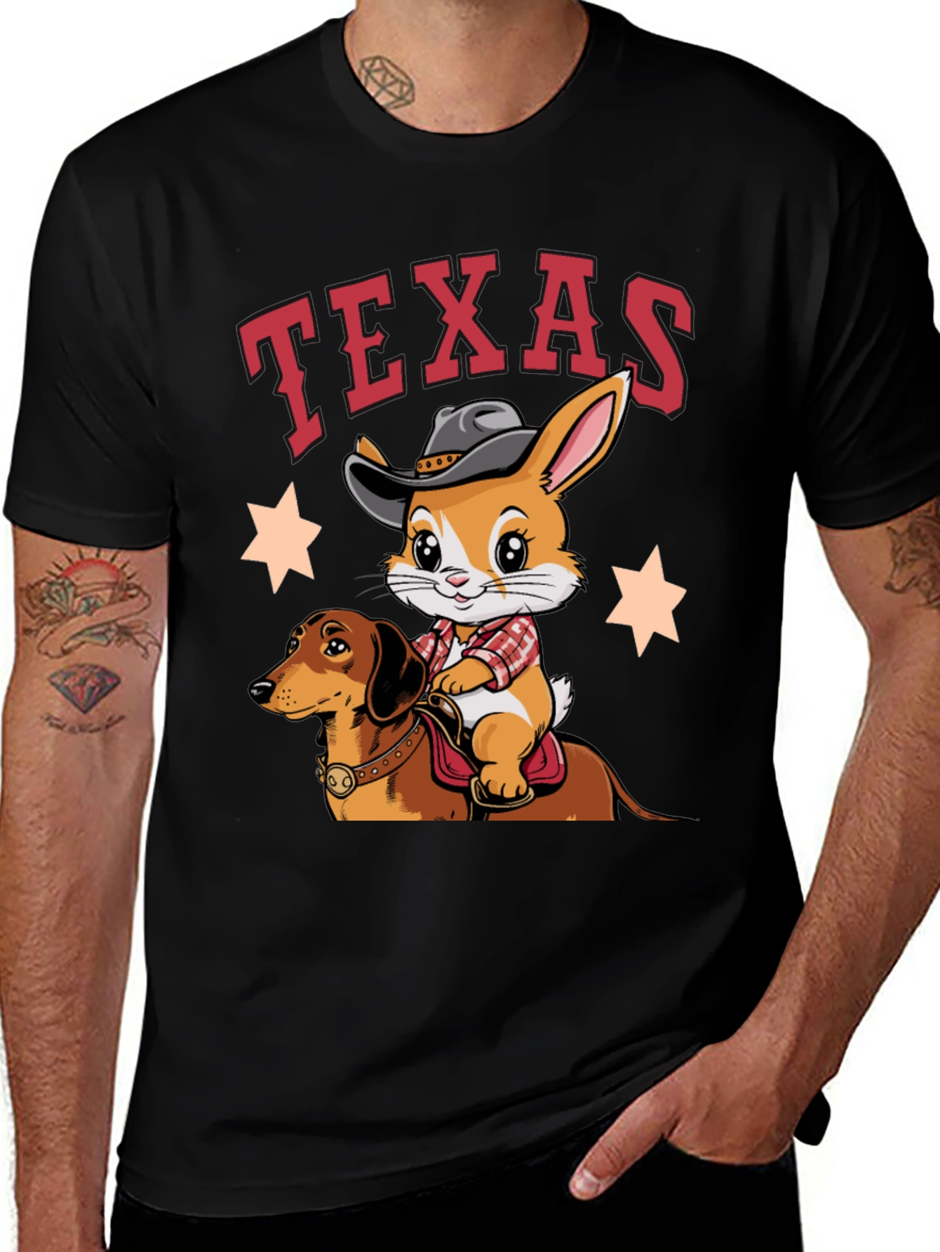 Texas Cowboy Bunny & Dachshund T-Shirt