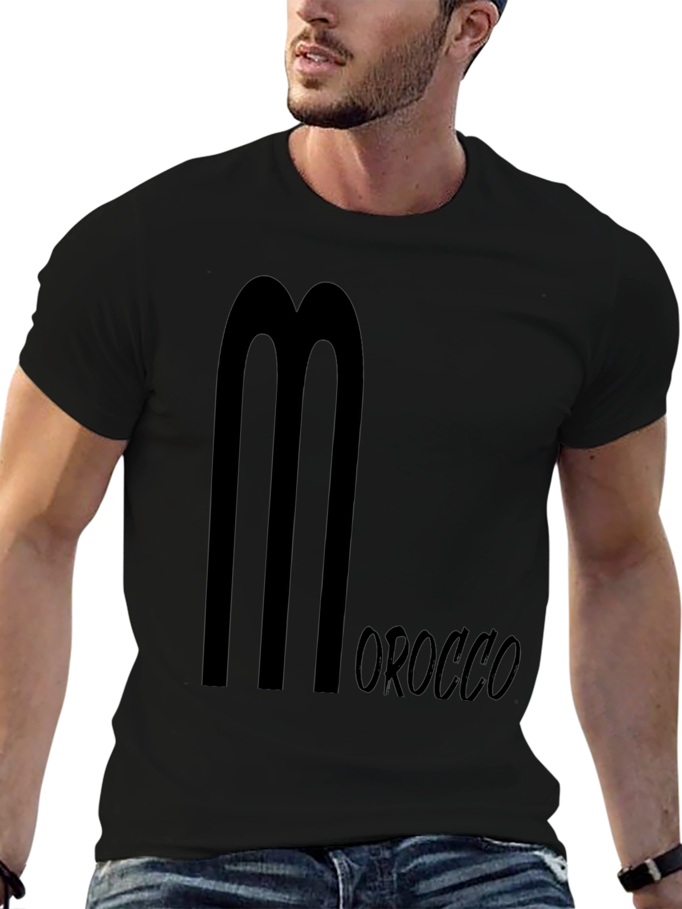 Black Morocco Graphic Tee - Stylish Mens T-Shirt