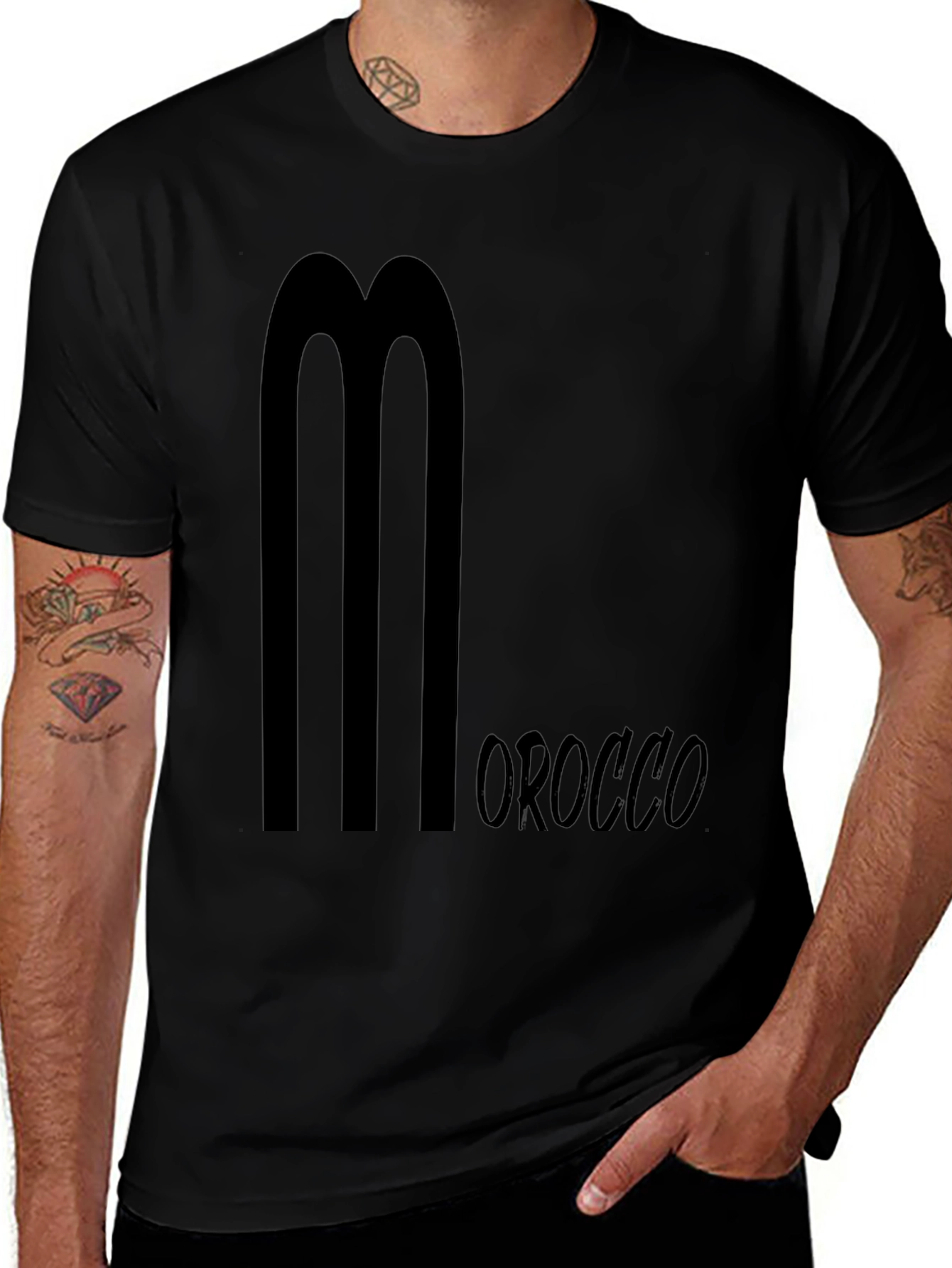 Black Morocco Graphic Tee - Stylish Mens T-Shirt