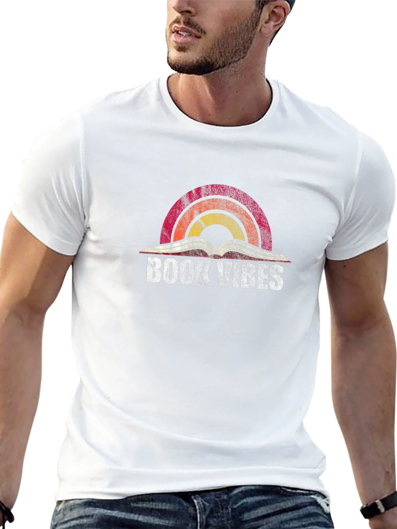 Book Vibes Retro Rainbow Graphic Tee