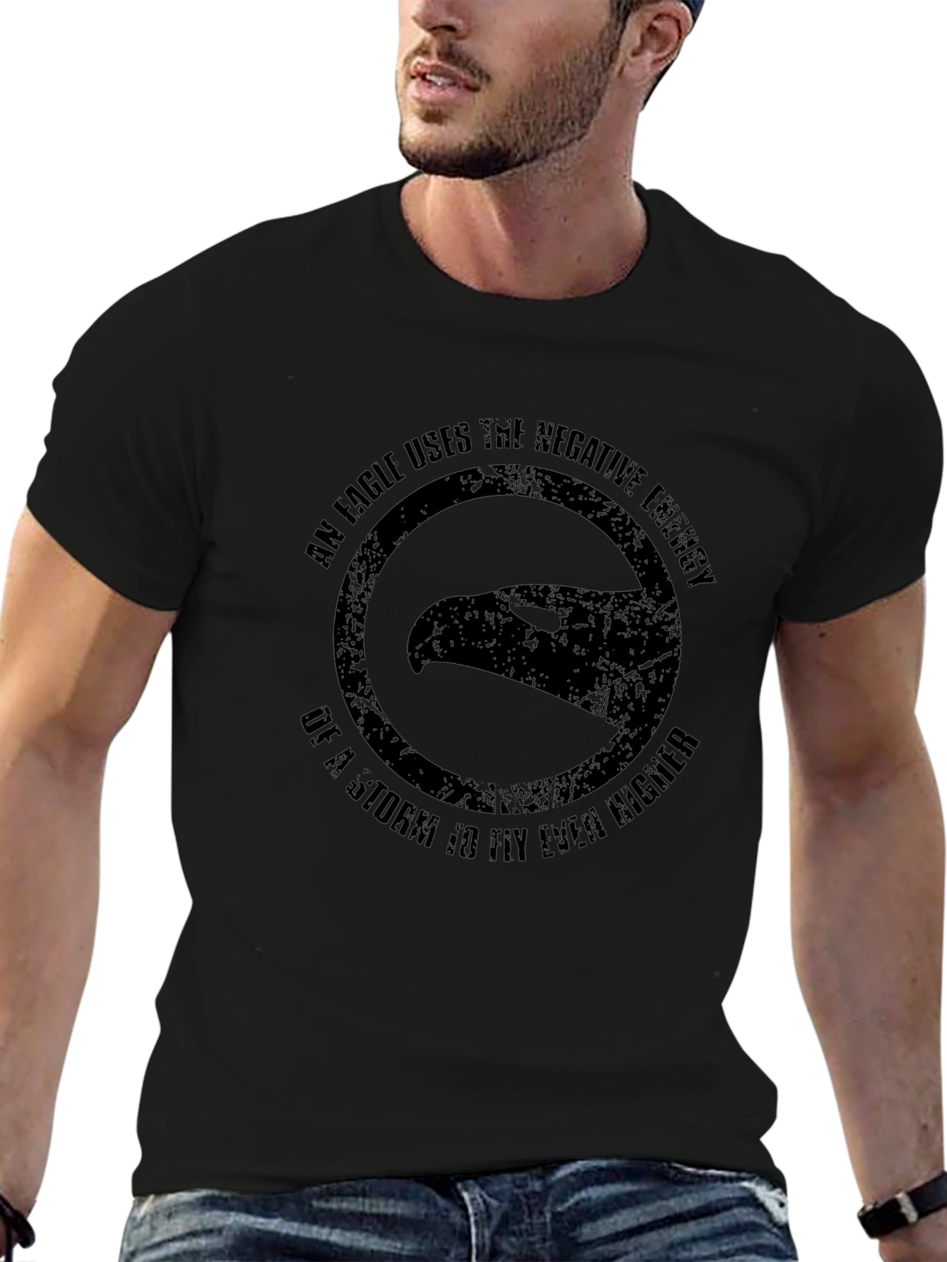 Eagle Negative Energy Graphic T-Shirt - Black