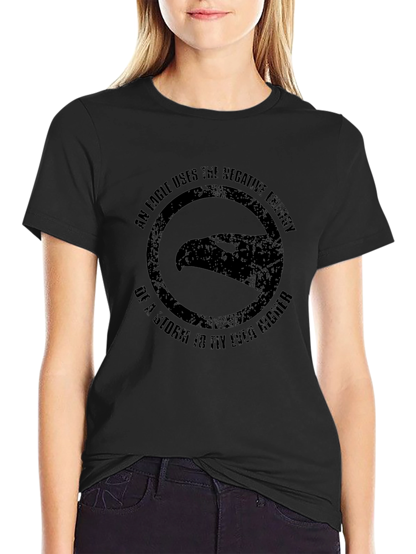 Eagle Negative Energy Graphic T-Shirt - Black