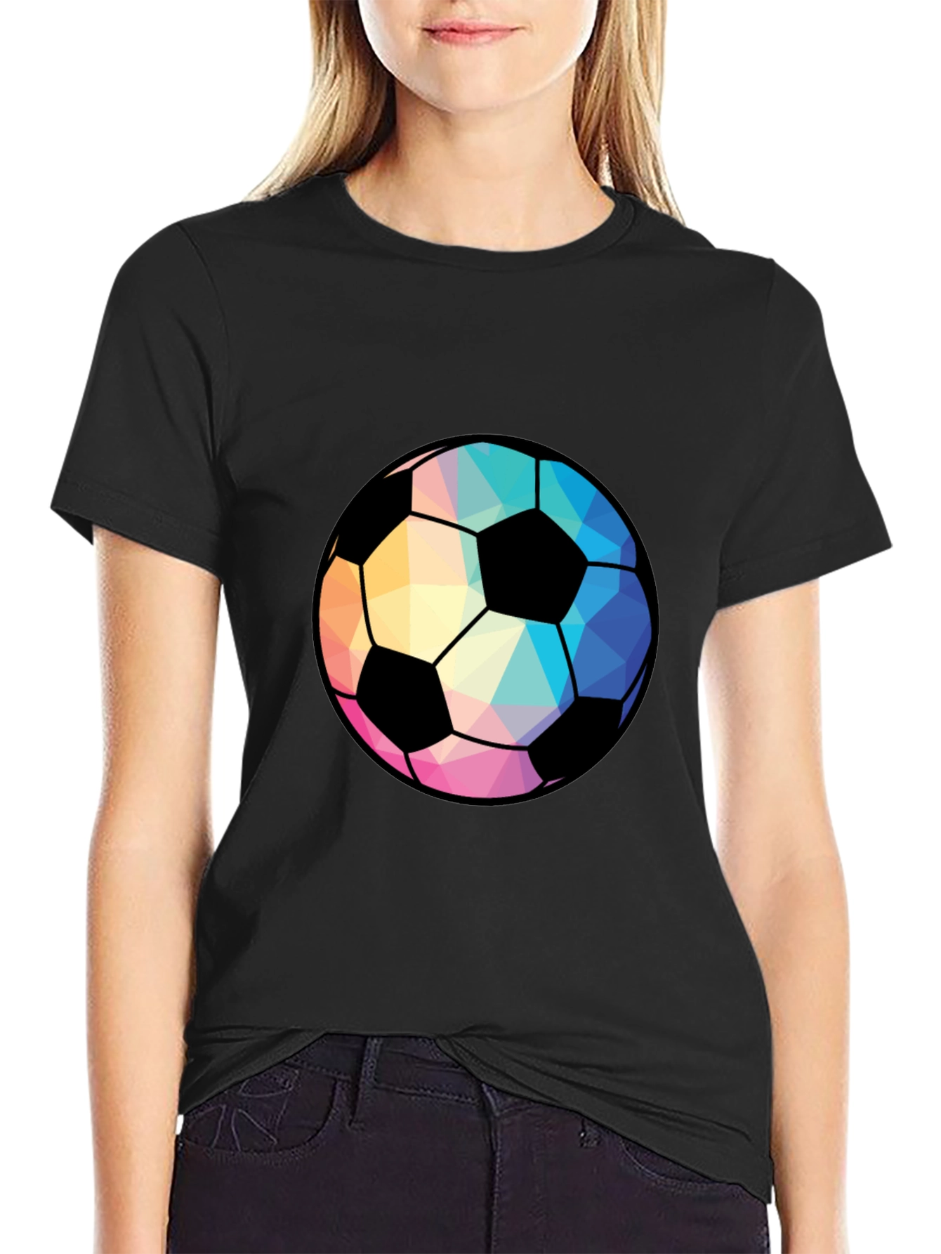 Geometric Soccer Ball Black Tee