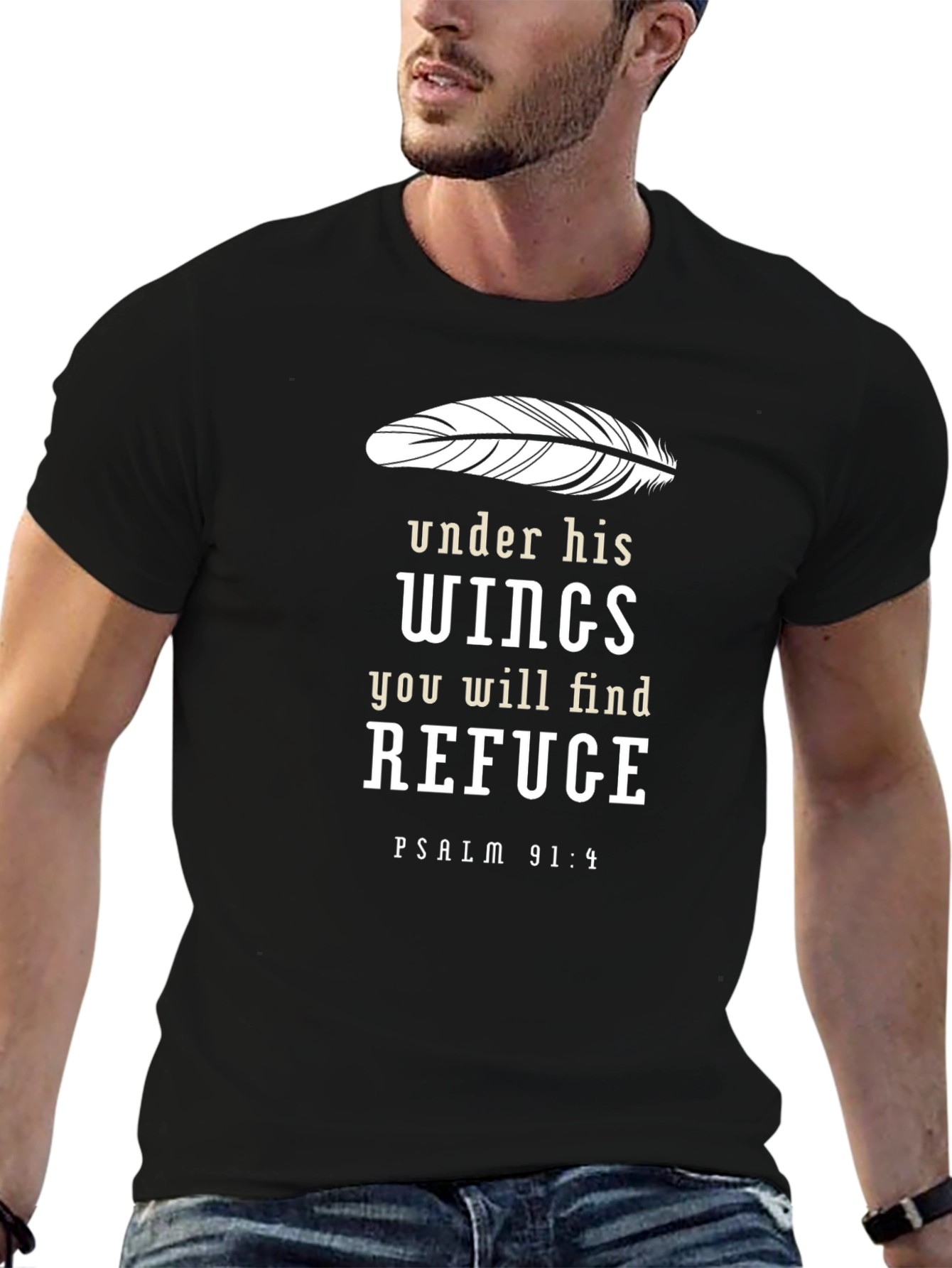 Psalm 91:4 Christian T-Shirt - Religious Apparel