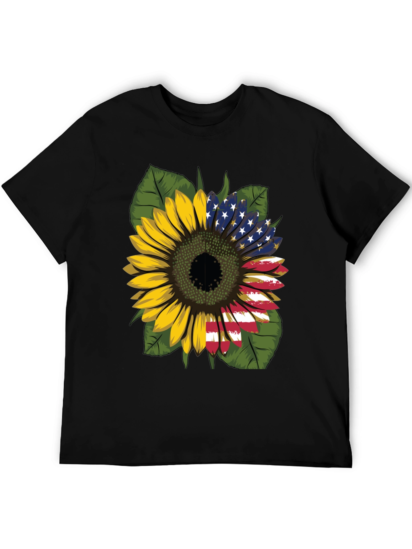 Sunflower American Flag Graphic T-Shirt