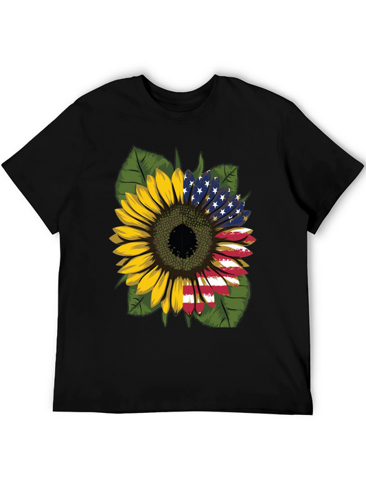 Sunflower American Flag Graphic T-Shirt