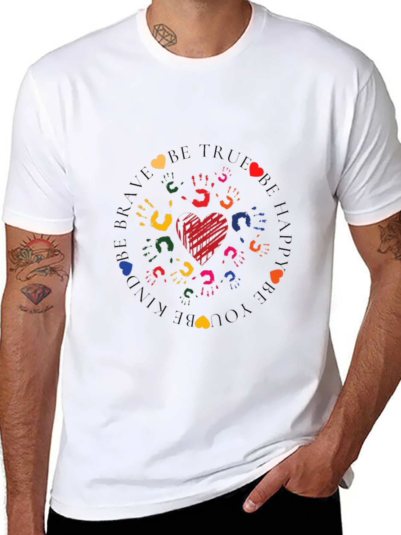 Heart Hands Graphic Crew Neck Tee