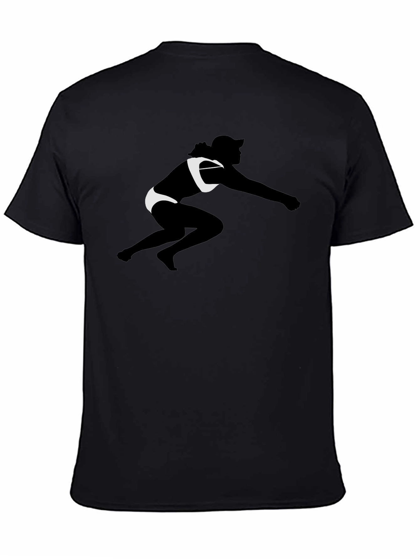 Black T-Shirt with Beach Volleyball Silhouette Graphic